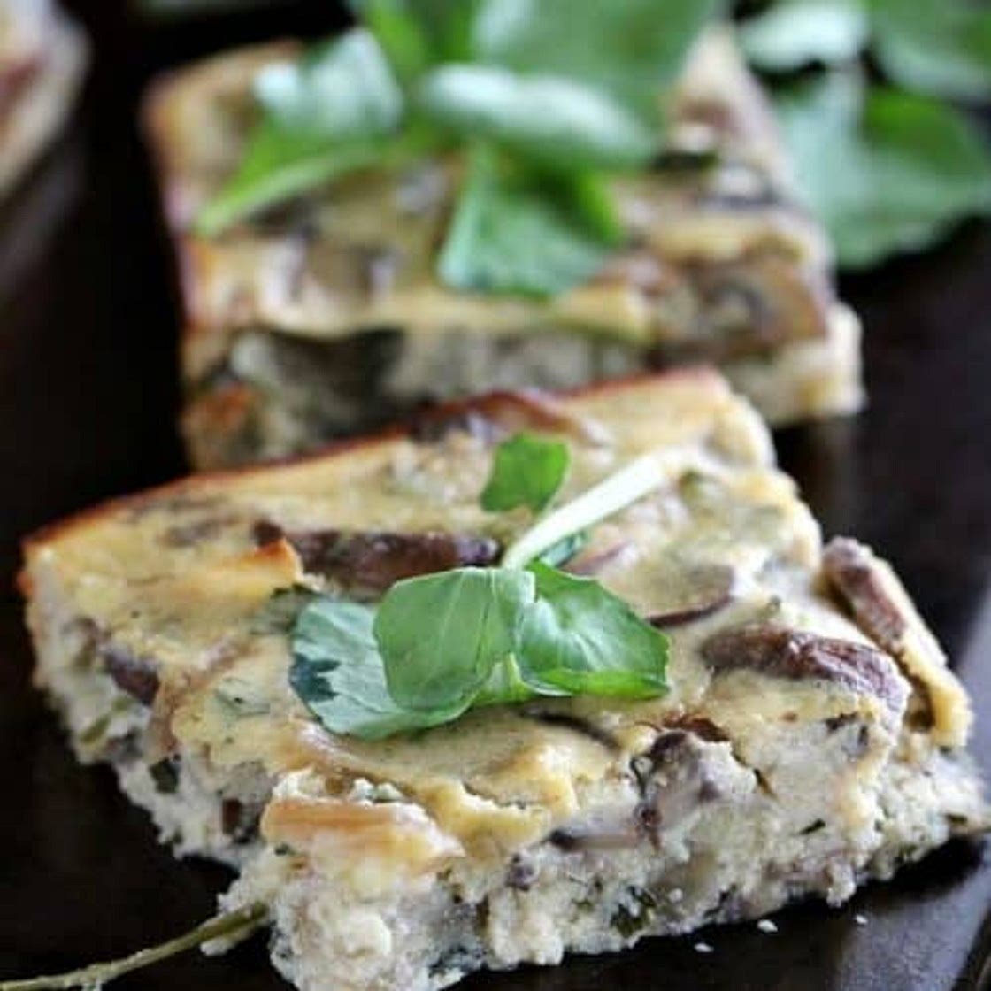 Mushroom Feta Crustless Quiche - Healthier