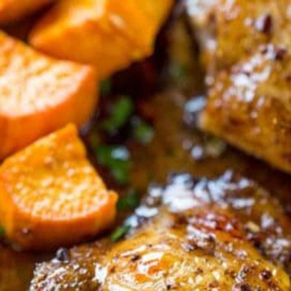 Sheet Pan Balsamic Chicken with Roasted Sweet Potatoes