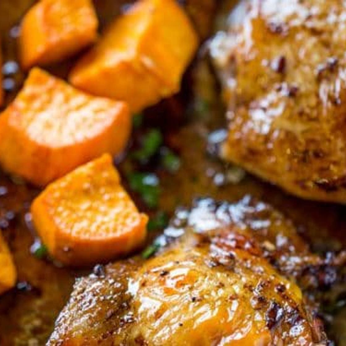 Sheet Pan Balsamic Chicken with Roasted Sweet Potatoes