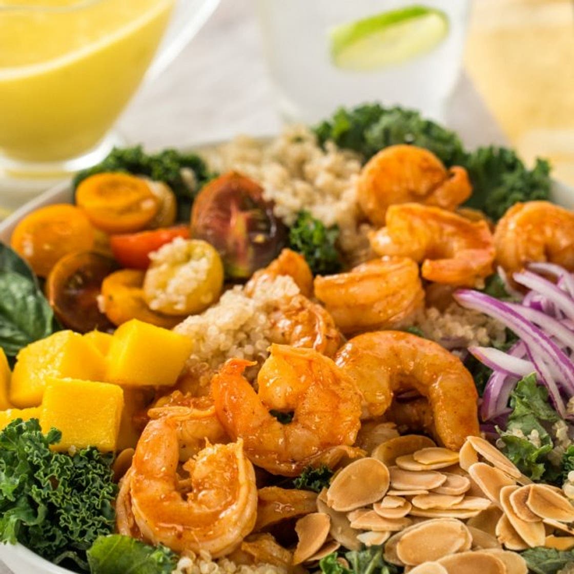 Ensalada de Camarón y Kale con Aderezo de Mango