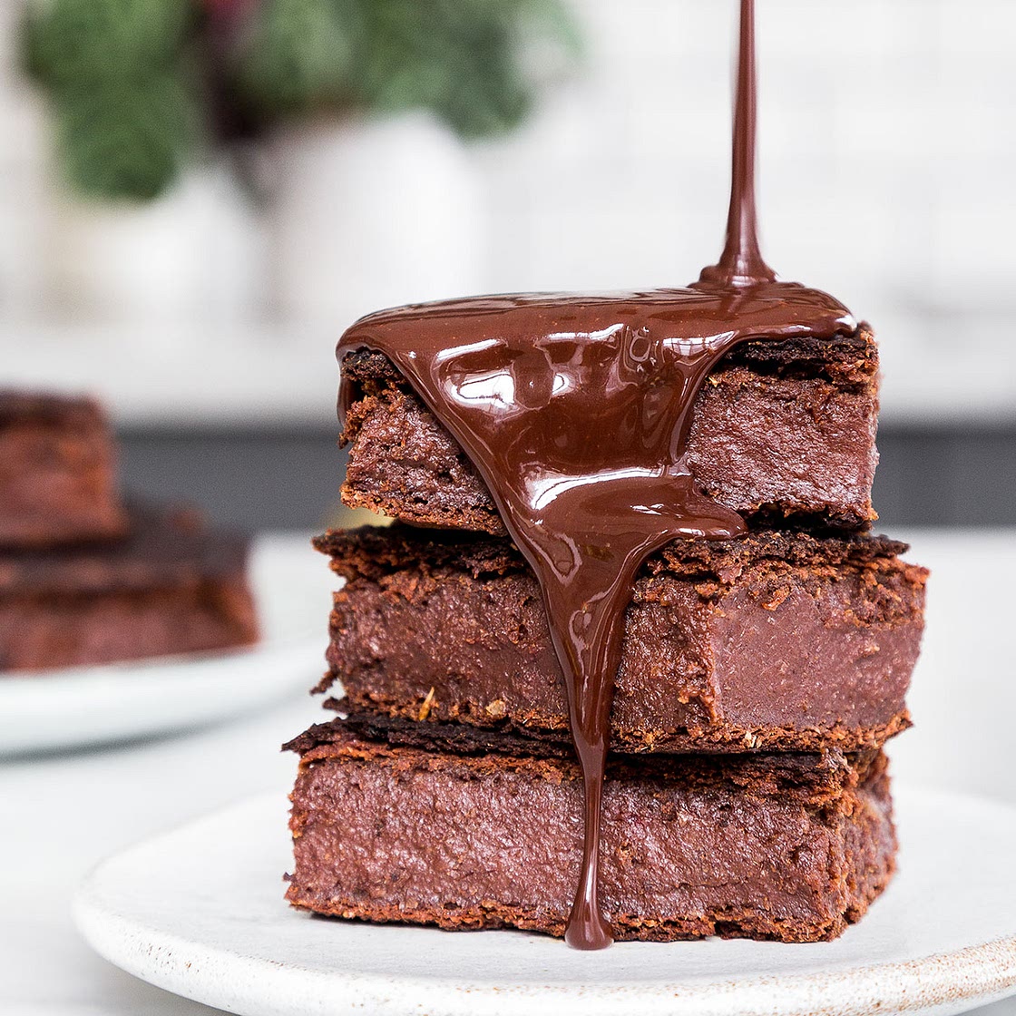 Sweet Potato Brownies with Chocolate Sauce