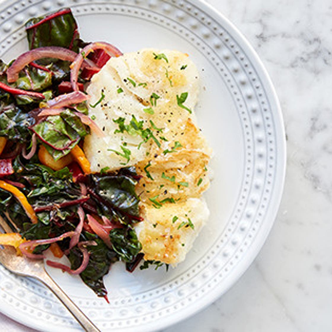 Pan-Fried Cod with Orange and Swiss Chard