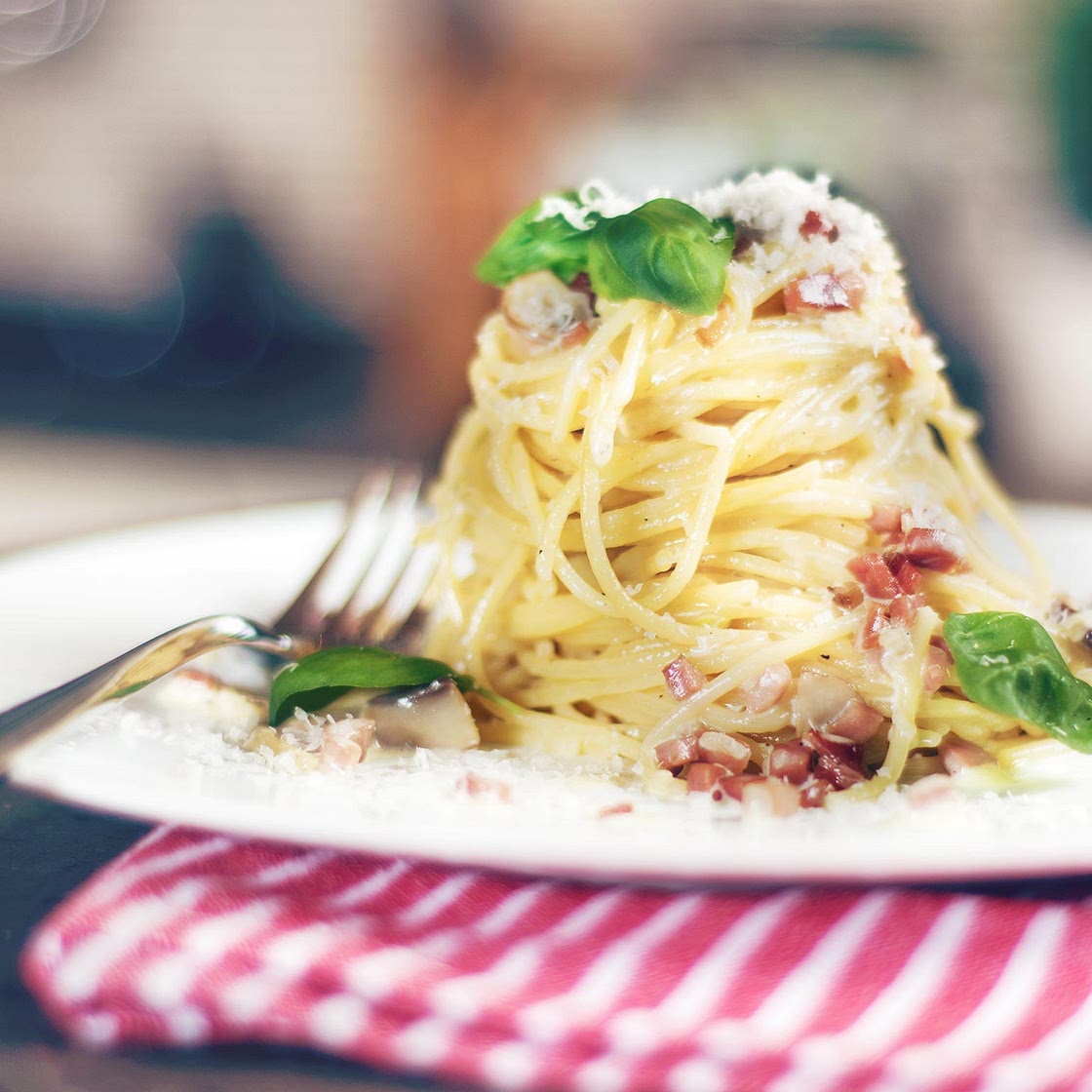 Pasta with bacon cream sauce