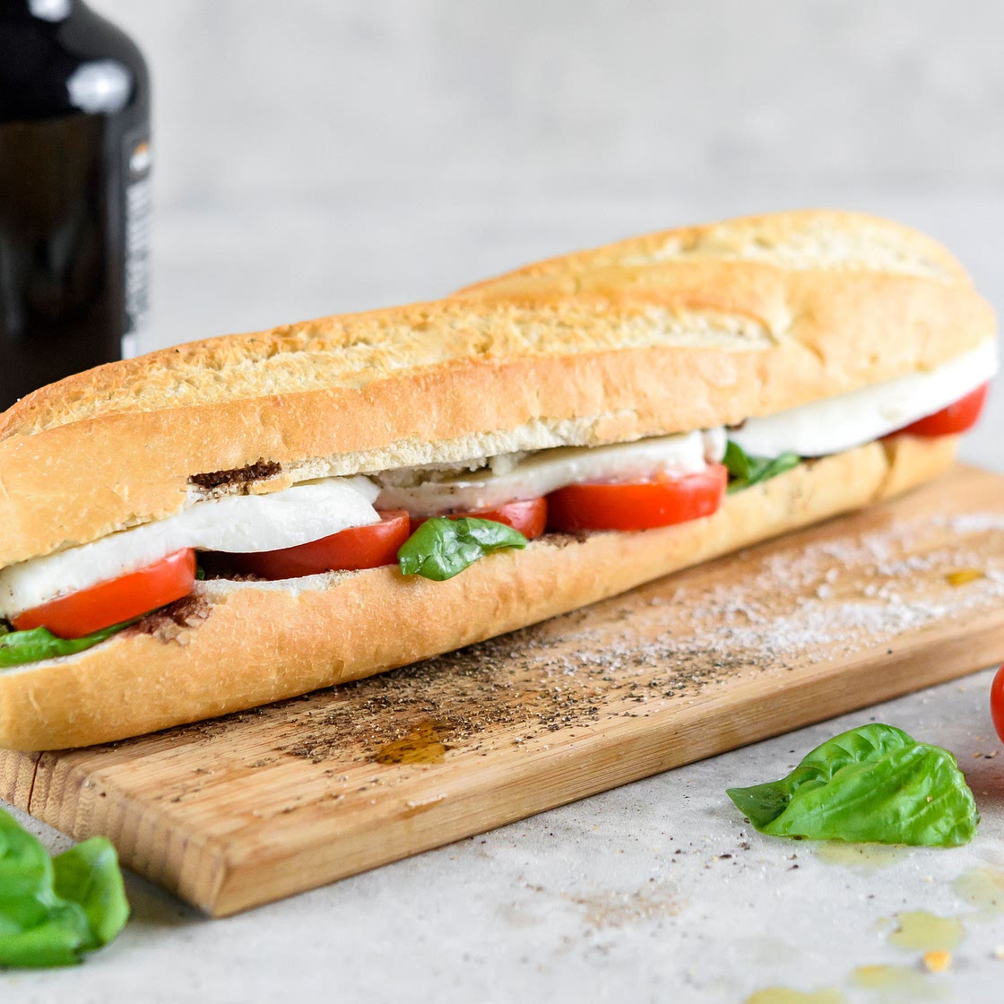 Italian Caprese Sandwich With Tomato, Mozzarella, and Fresh Basil