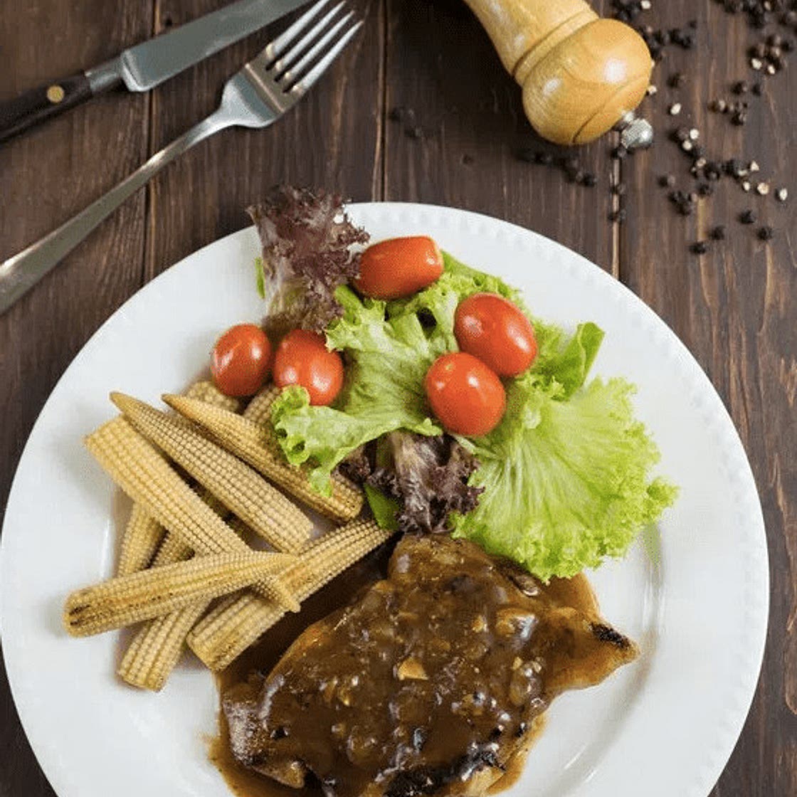 Chicken Chop with Black Pepper Sauce