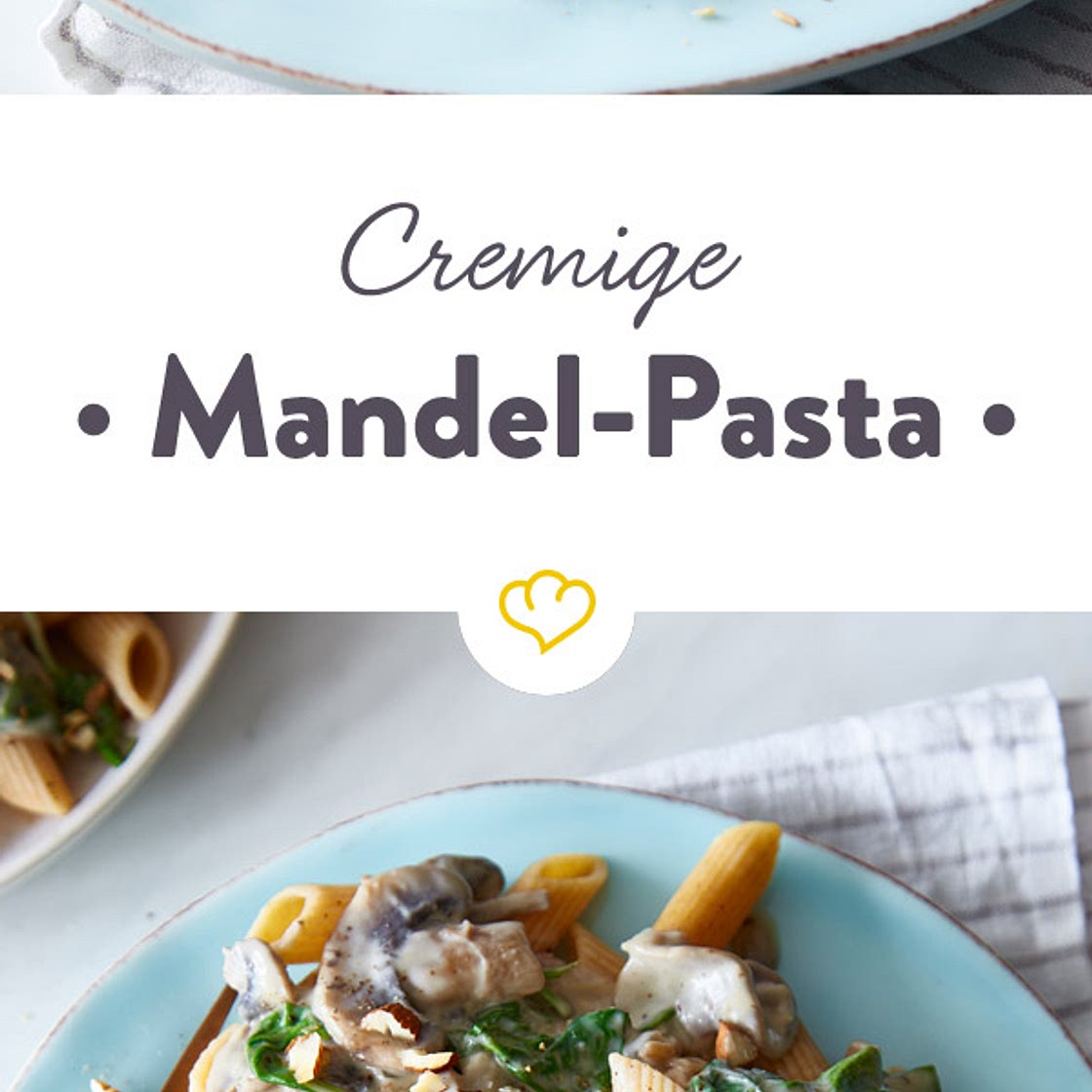 Vegane Vollkornnudeln in cremiger Champignon-Rahmsauce