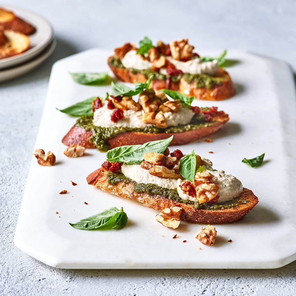 Crostini with Walnut Parmesan Cream