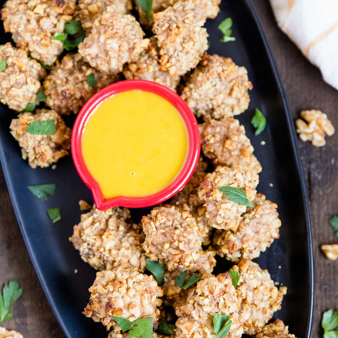 Walnut Crusted Baked Chicken Nuggets