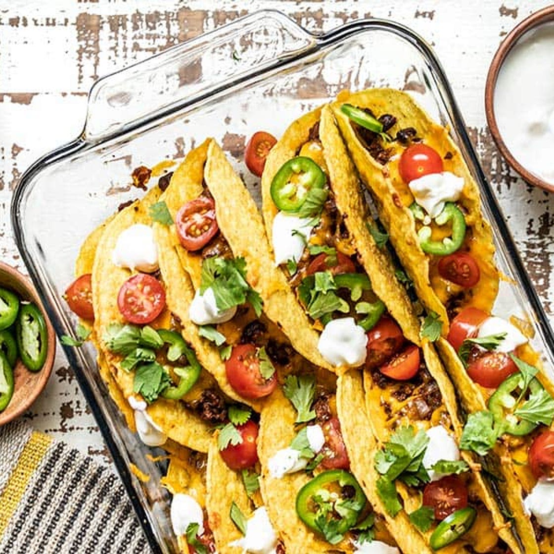 Baked Beef and Black Bean Tacos