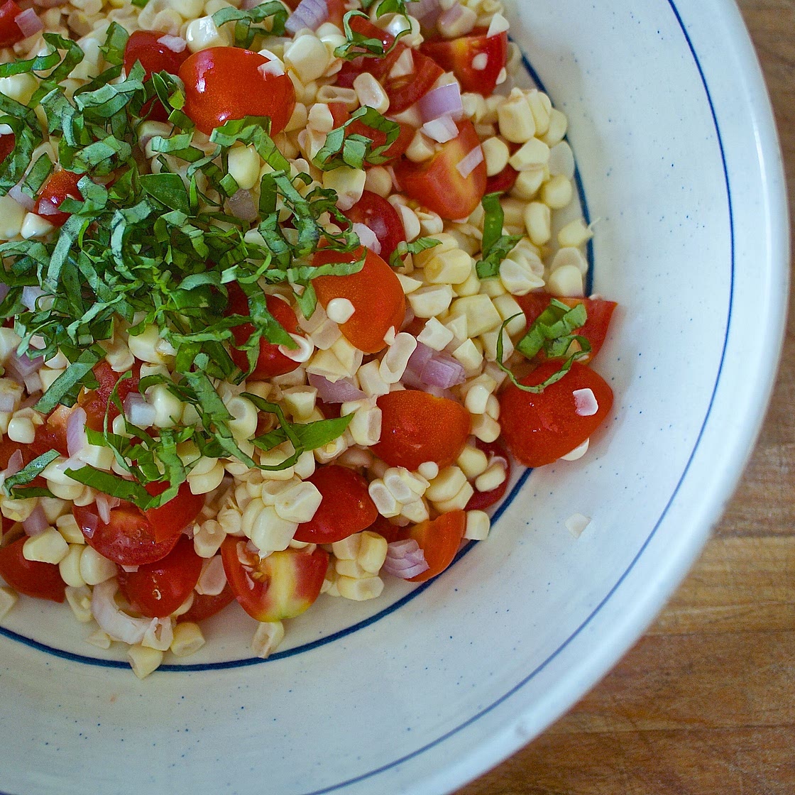 Tomato, Corn, and Basil Salad