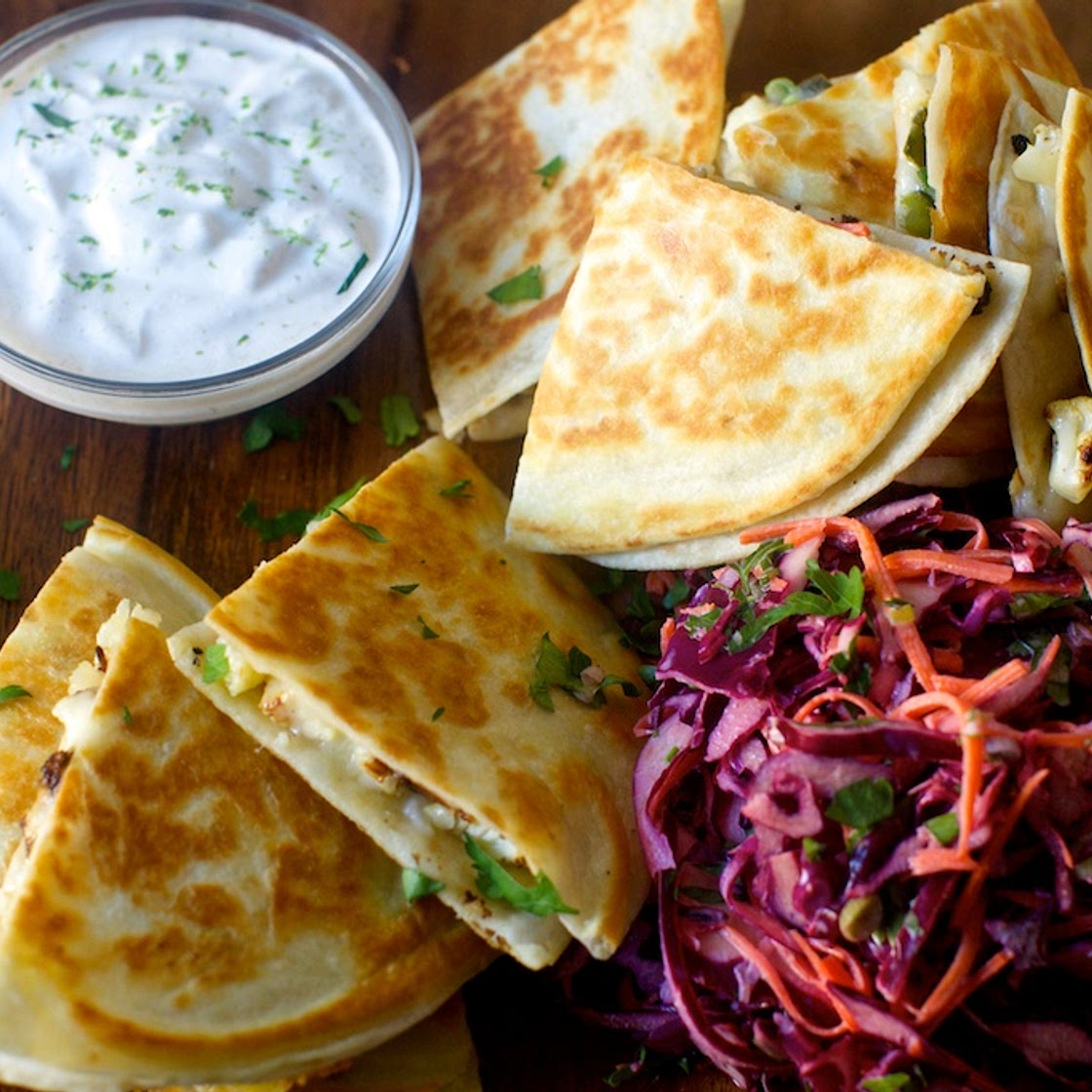 charred cauliflower quesadillas