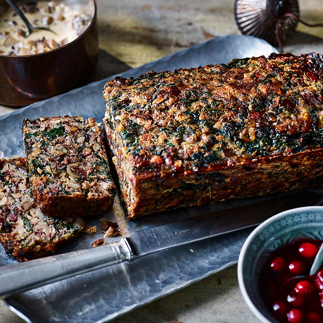 Christmas nut roast with mushroom gravy