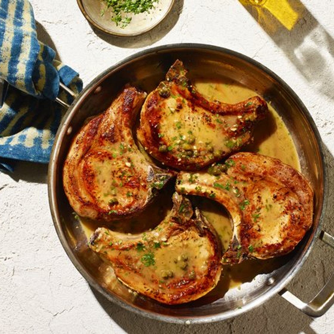 Pork Chops in Lemon-Caper Sauce