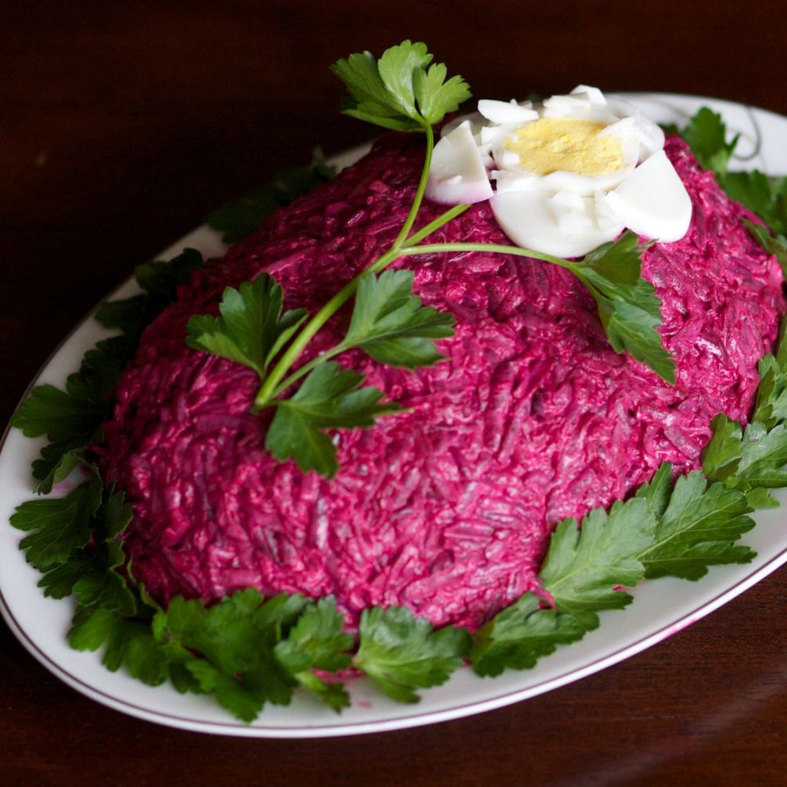 Russian Herring Salad Covered in Beets (Fur Coat)