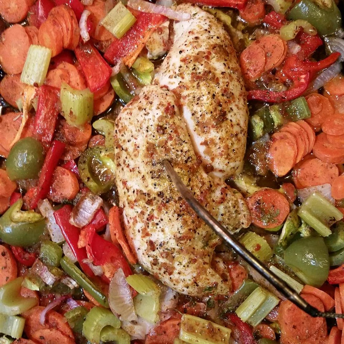 Baked Chicken Breasts and Vegetables (Modified)