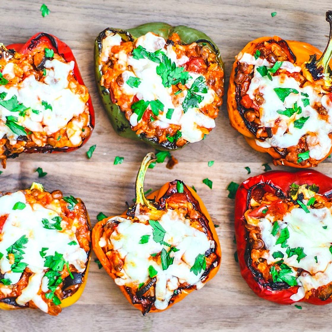 Vegetarian Stuffed Peppers With Lentils