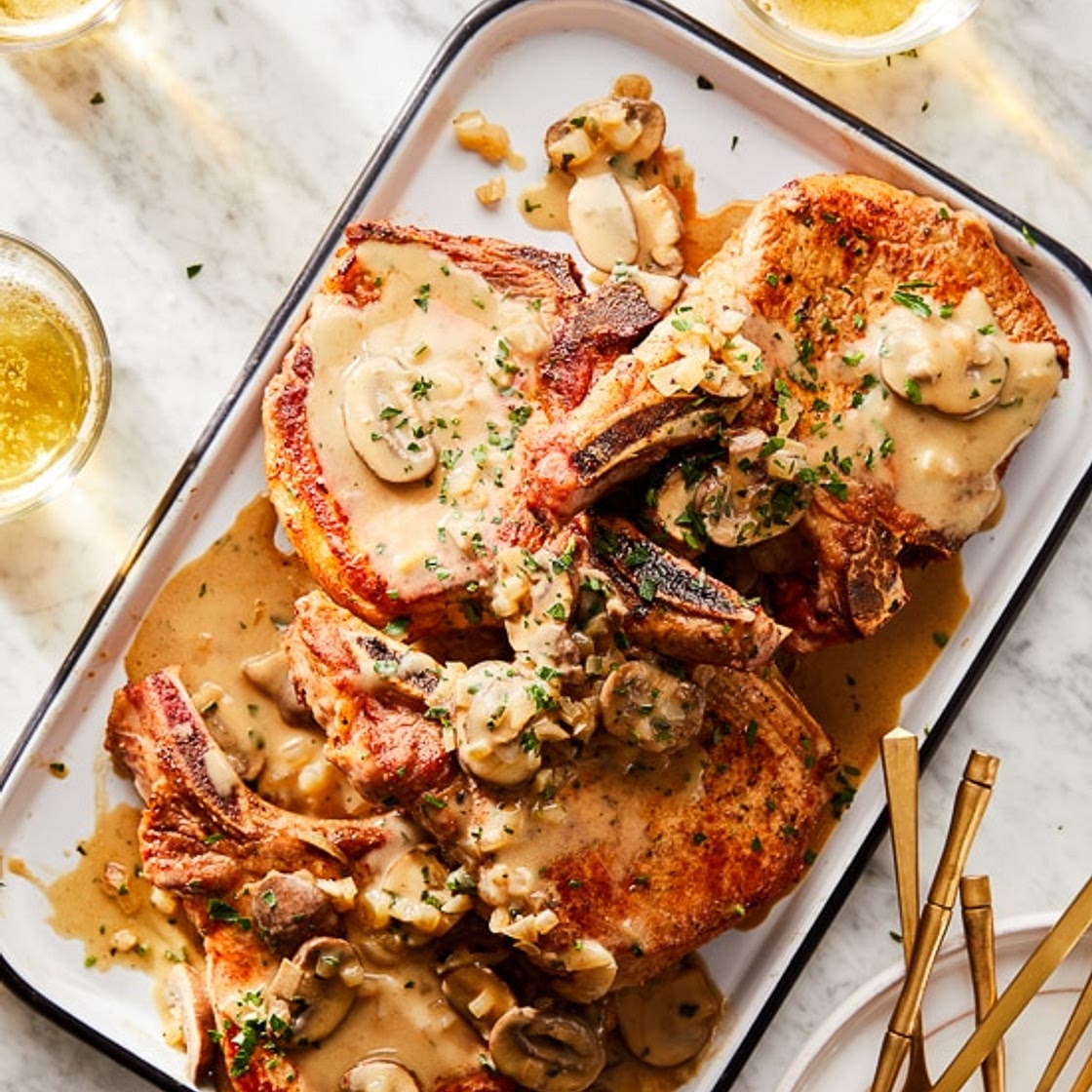 Pork Chops with Mushrooms and Shallots