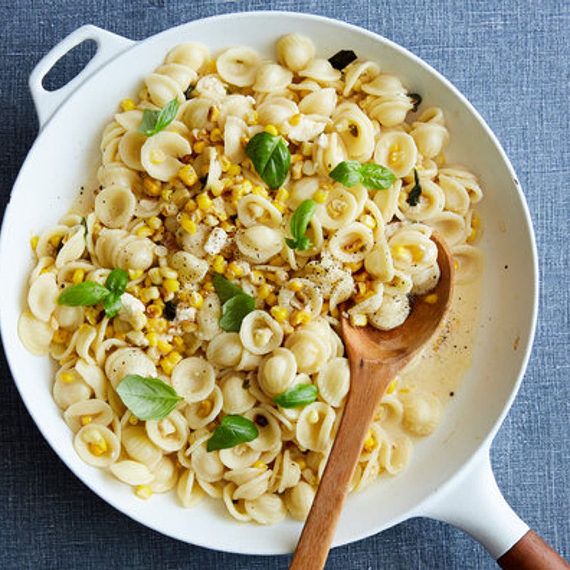 Orecchiette With Corn, Jalapeño, Feta and Basil