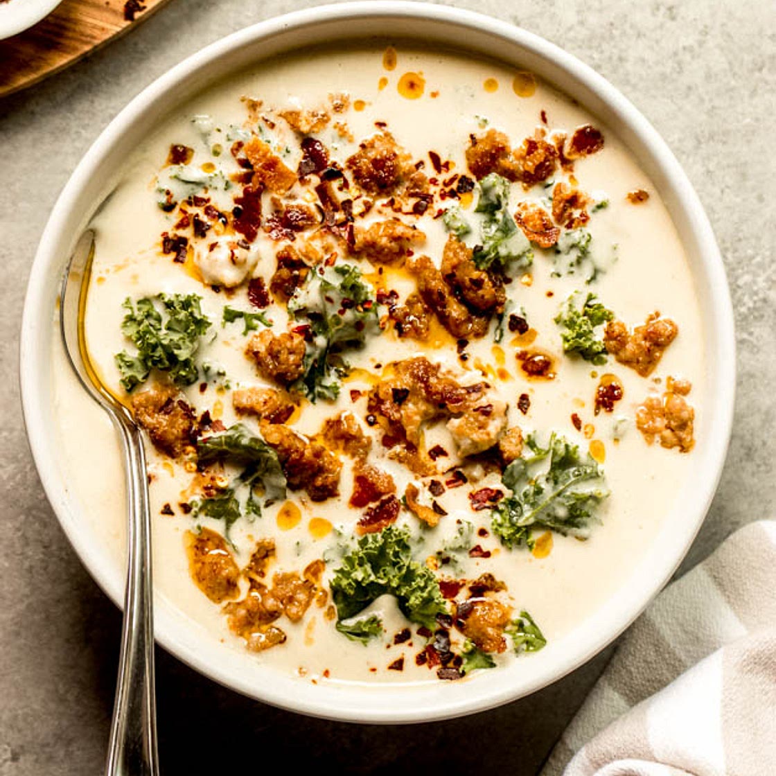 Cauliflower Sausage Kale Soup