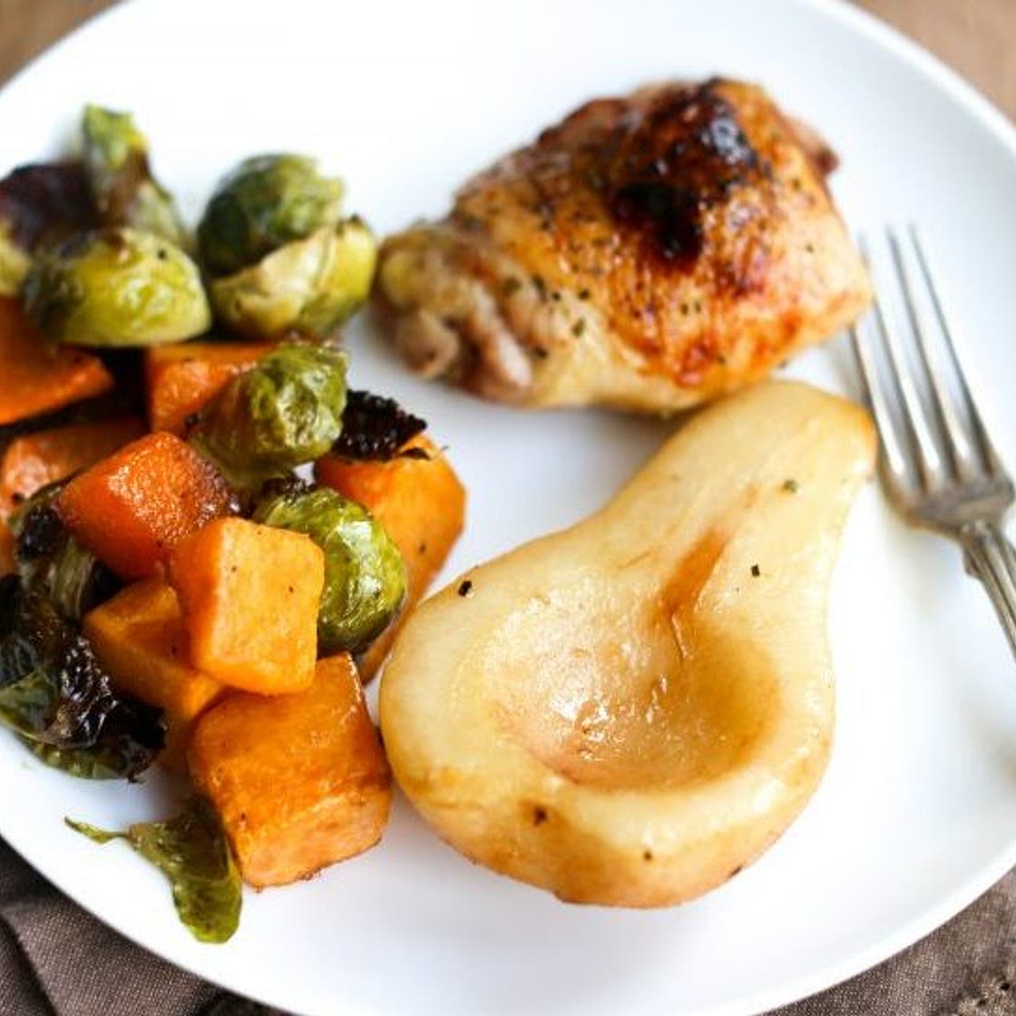 One-Pan Roasted Chicken and Pears