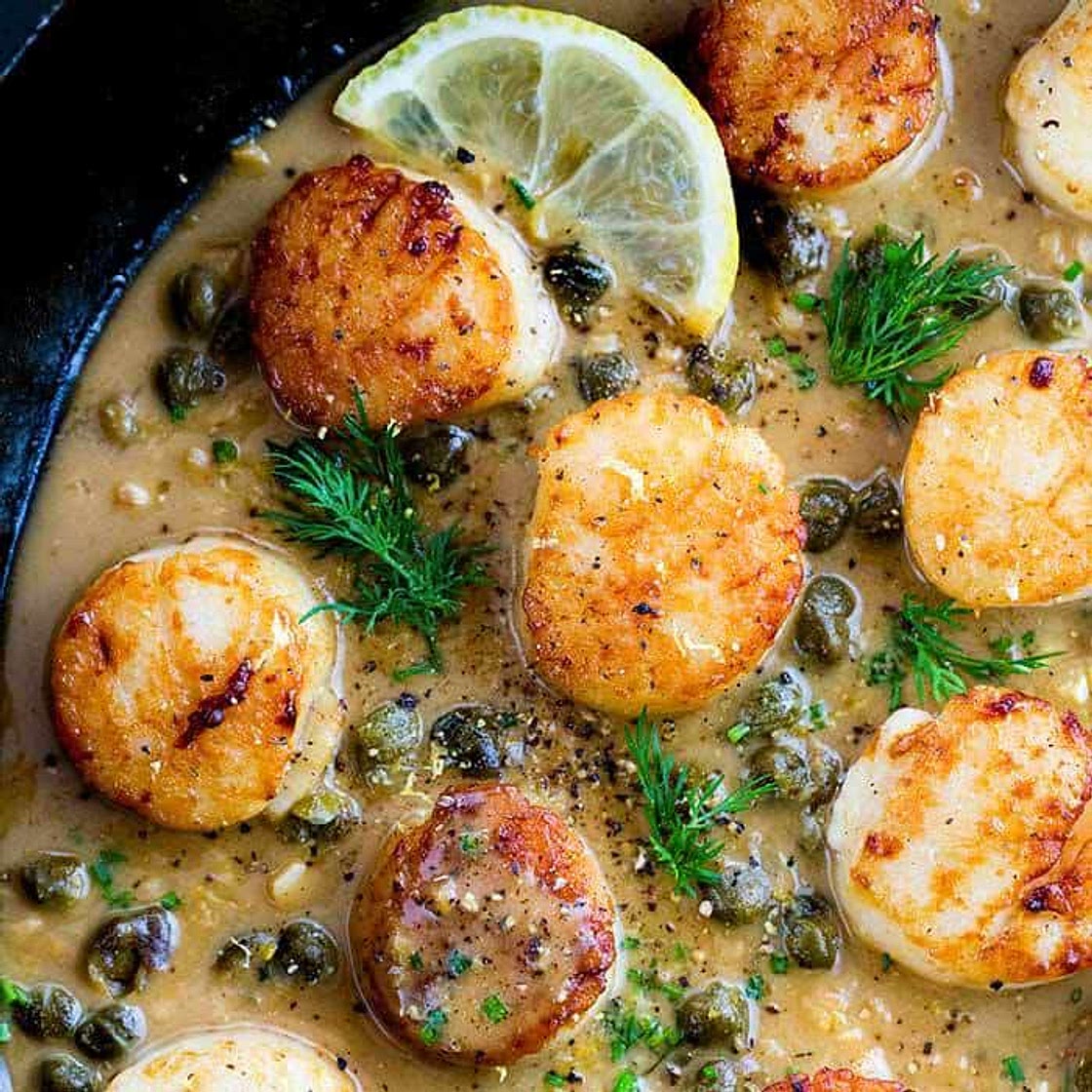 Pan Seared Scallops with Lemon Caper Sauce
