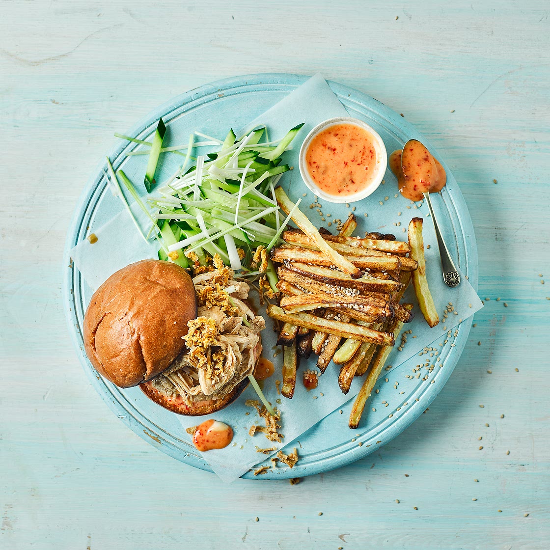 Asian Chicken Burger & Sesame Fries