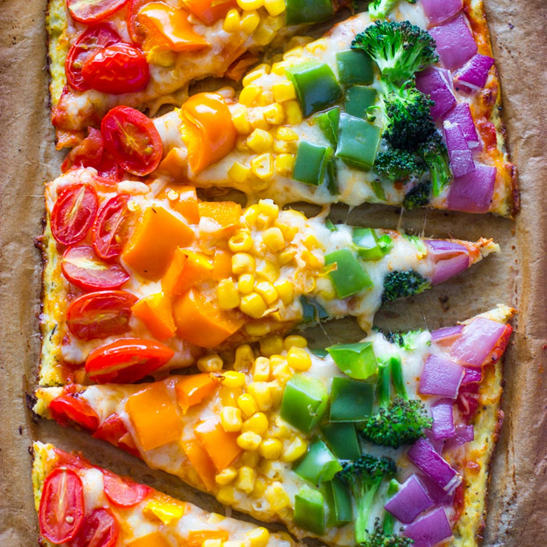 Rainbow Cauliflower Crust Pizza