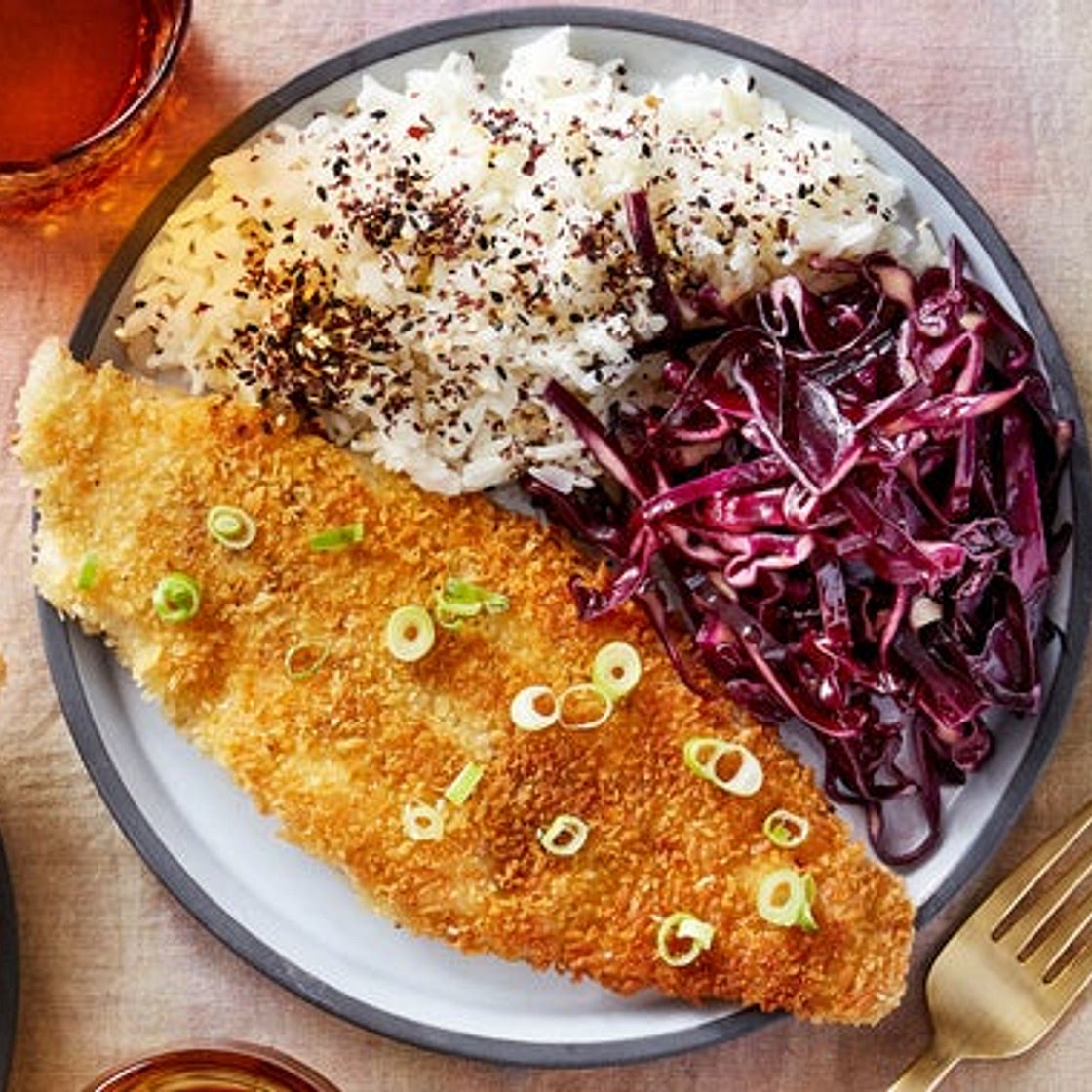 Katsu-Style Catfish with Black Garlic Mayonnaise & Jasmine Rice