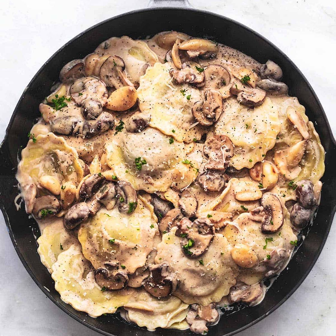 Ravioli with Mushroom Cream Sauce