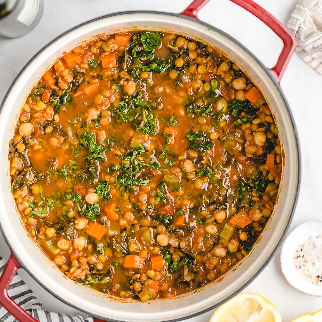 Vegetarian Lentil and Chickpea Soup