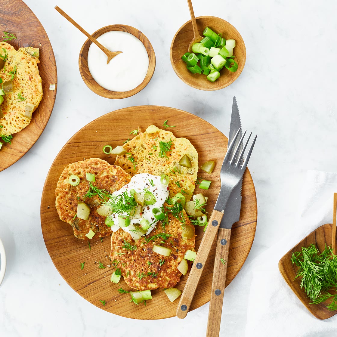 Crunchy Dill Chickpea Pancakes with Lemon-Garlic Aioli
