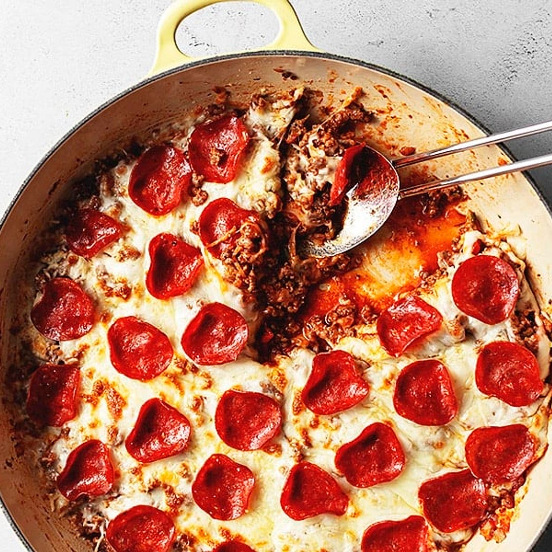 Keto Pizza Casserole with Ground Beef Recipe