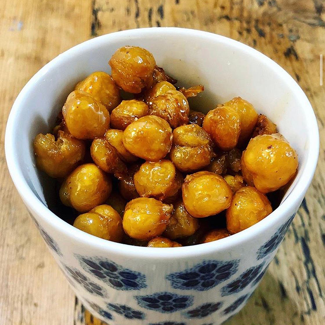 Roasted Chickpeas with Maple Glaze