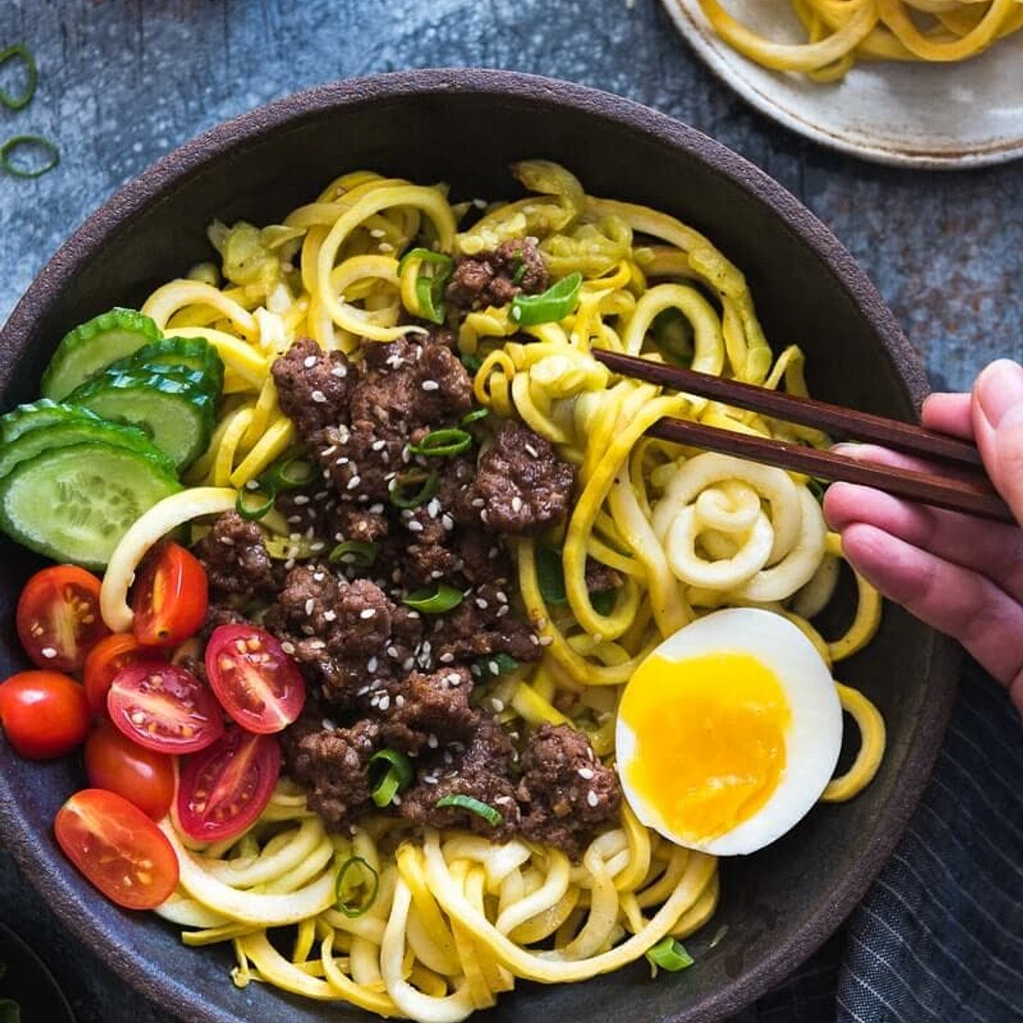 Sesame Beef Squash Noodle Bowl