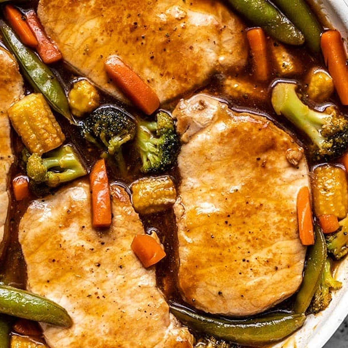 Sweet and Sour Pork Chops with Vegetables