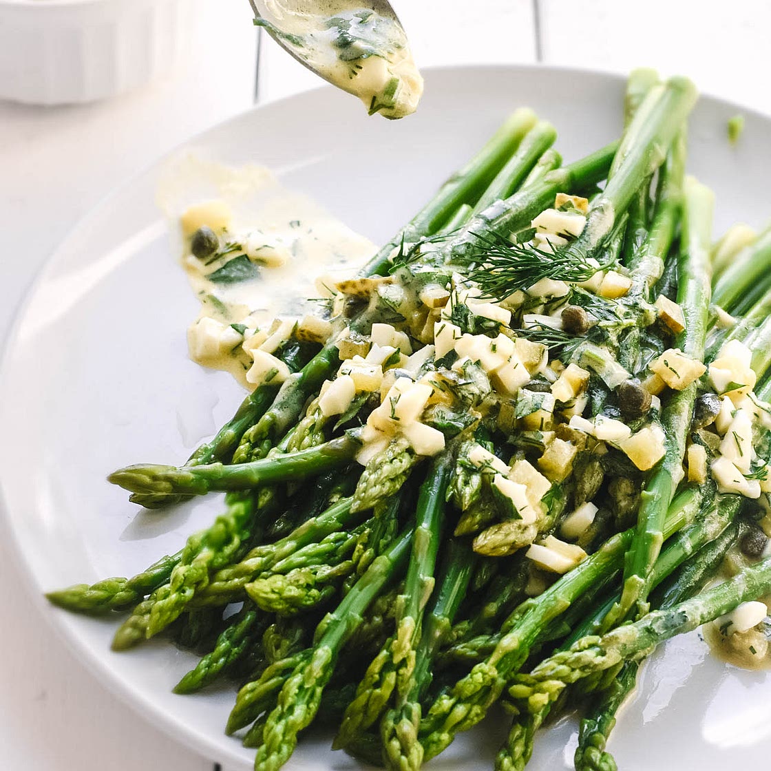 Sauce Gribiche on Crisp Asparagus