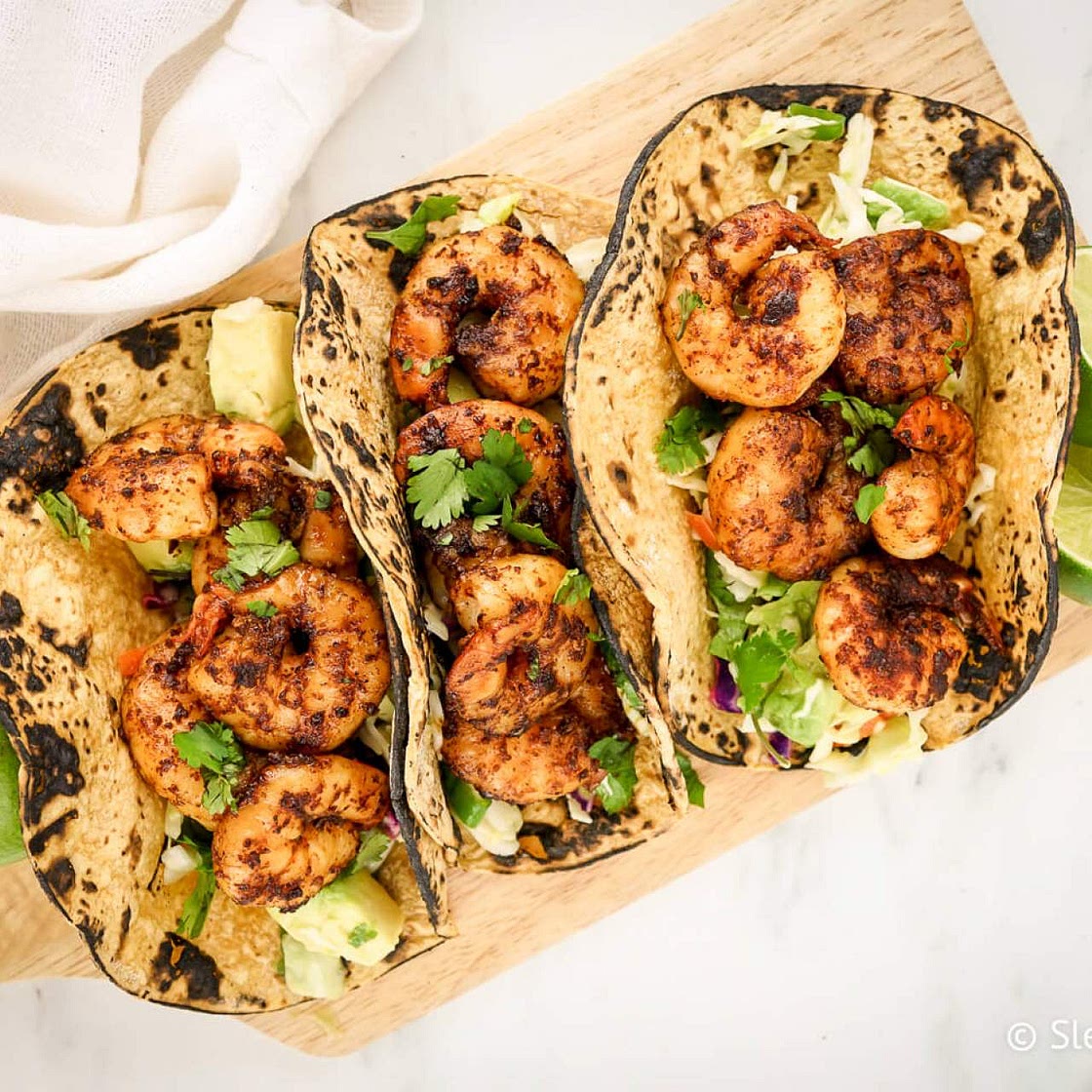 Shrimp Tacos with Cilantro Avocado Slaw
