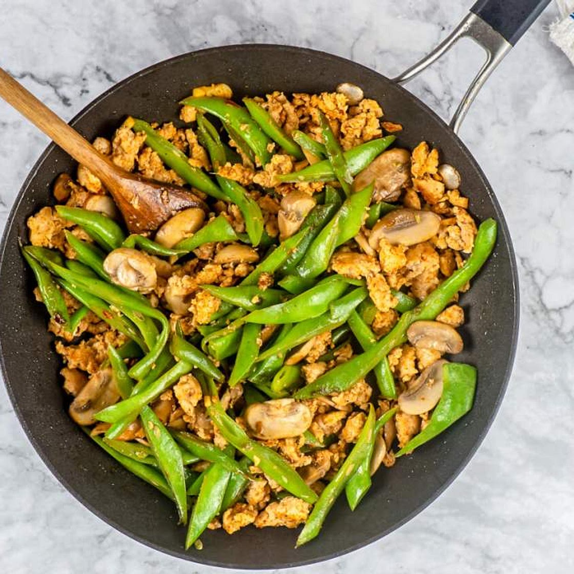 Spicy Turkey, Green Bean, and Mushroom Stirfry