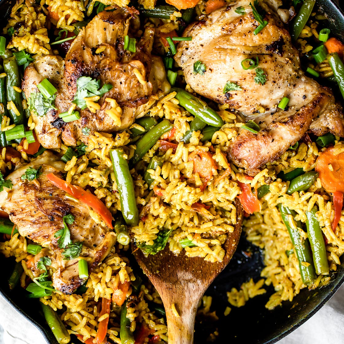 One Pan Thai Coconut Yellow Curry Chicken & Rice
