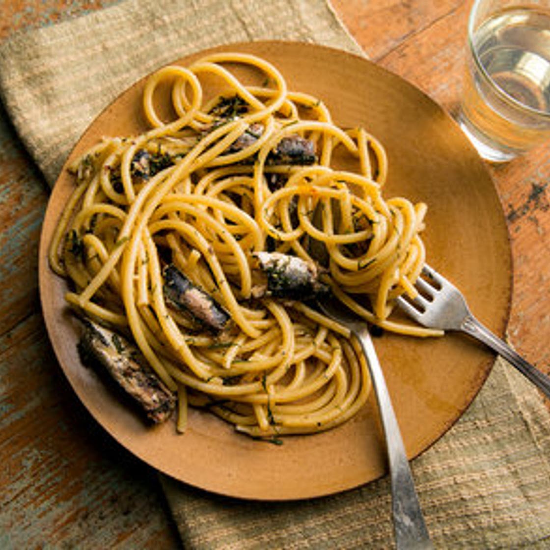 Pasta With Sardines, Bread Crumbs and Capers