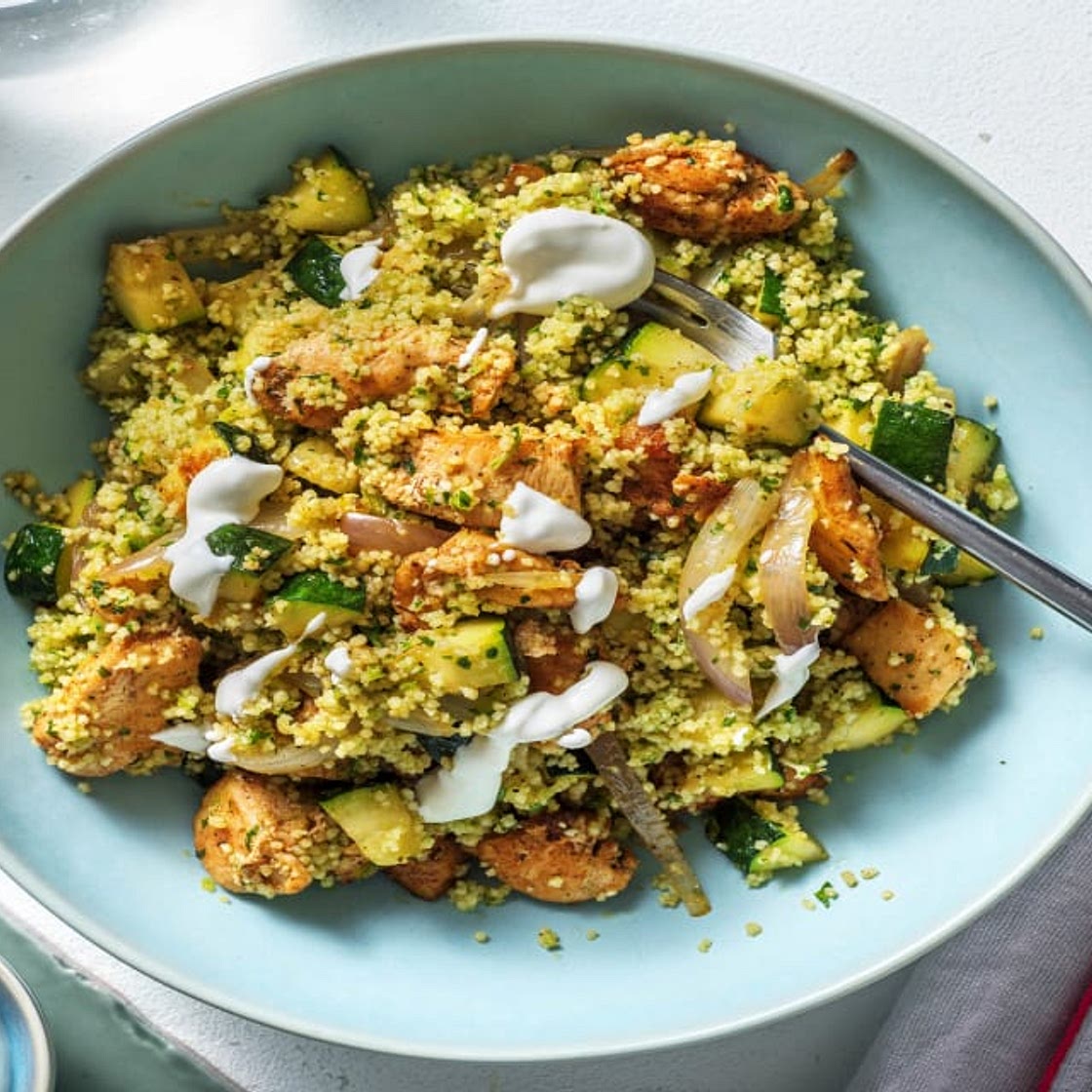 Quick Chermoula Chicken with Zhoug Couscous and Veggies