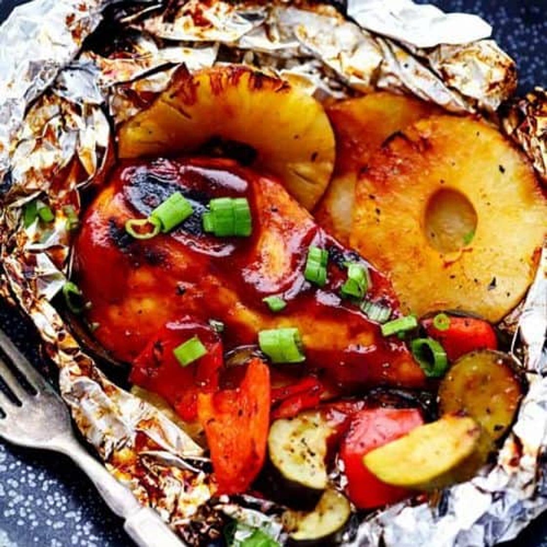Grilled Hawaiian Barbecue Chicken in Foil