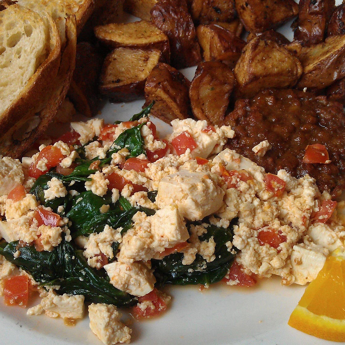 Vegan Tofu Scramble With Spinach