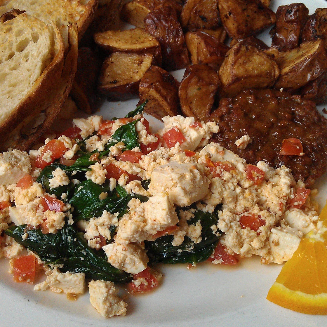 Vegan Tofu Scramble With Spinach