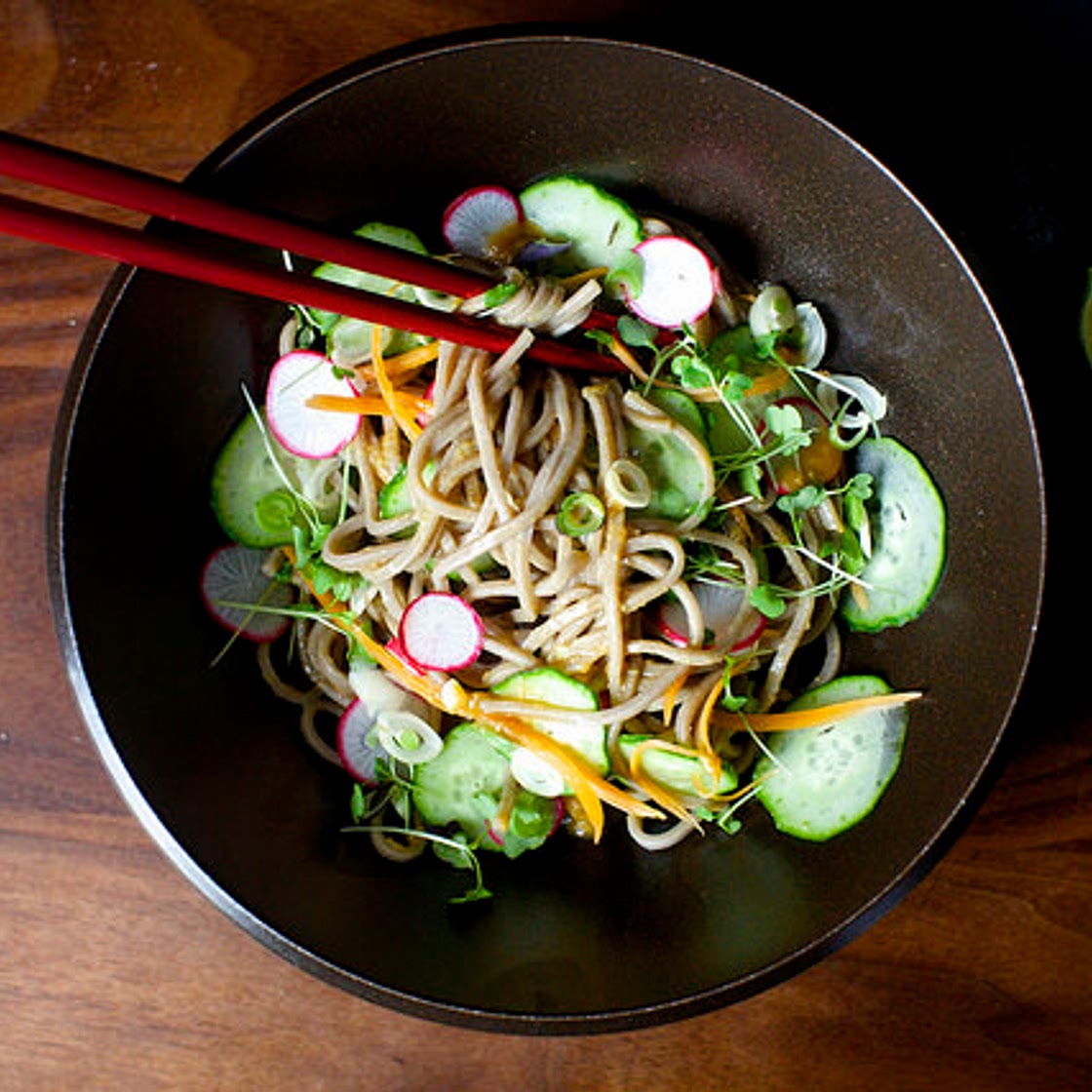 cold noodles with miso, lime and ginger