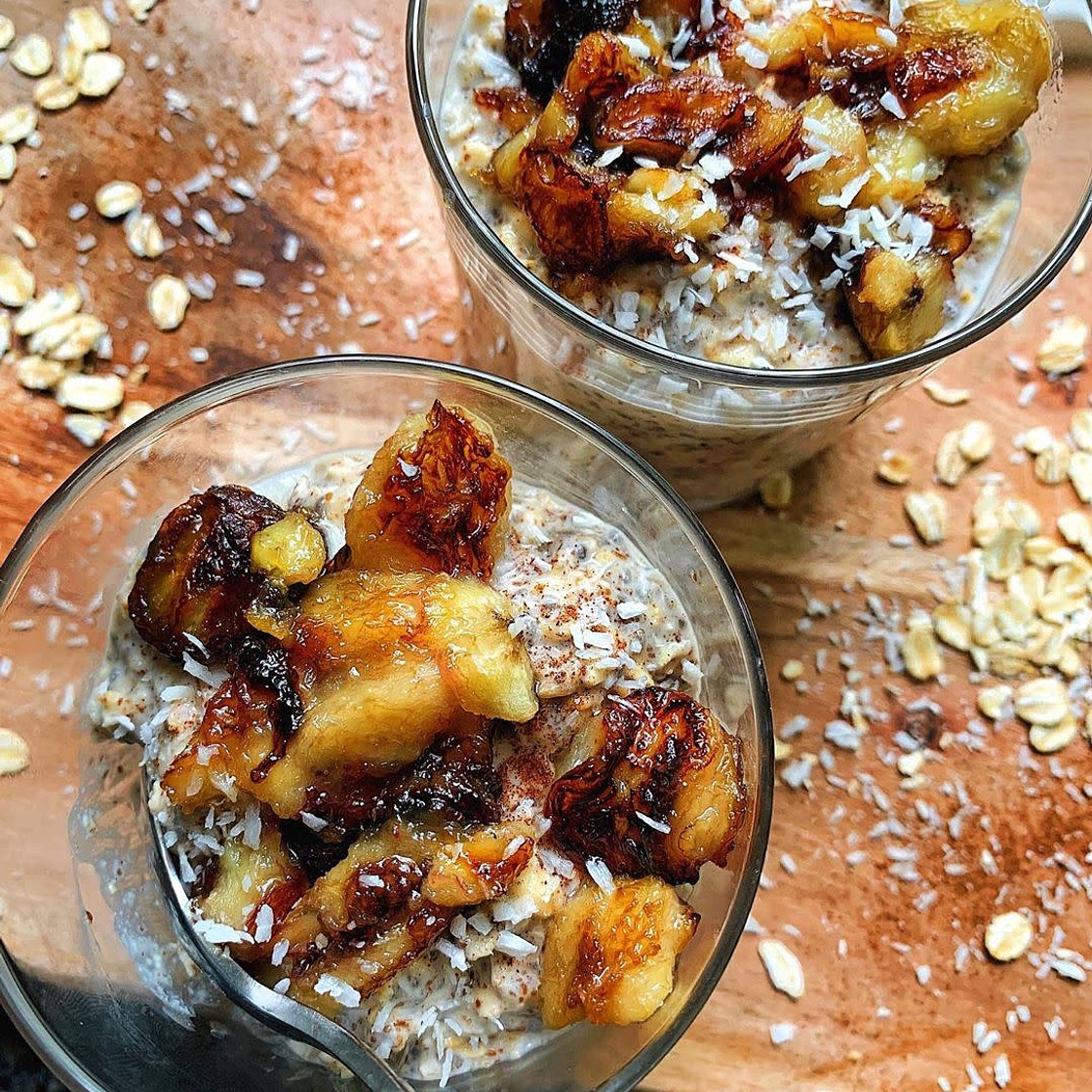 Caramelized Banana Overnight Oats!! 🍌