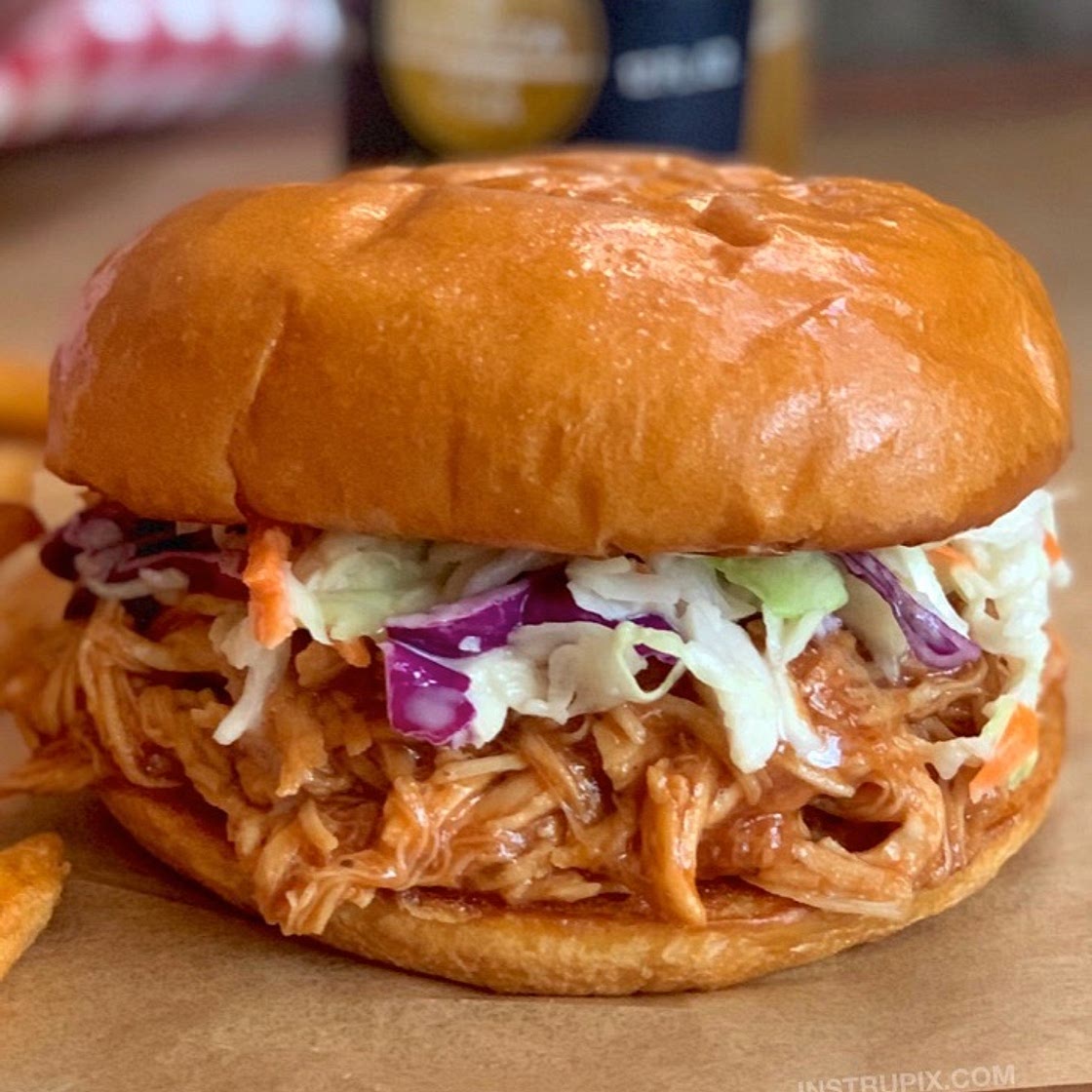 The BEST Crockpot BBQ Chicken Sandwiches (5 Ingredients!)