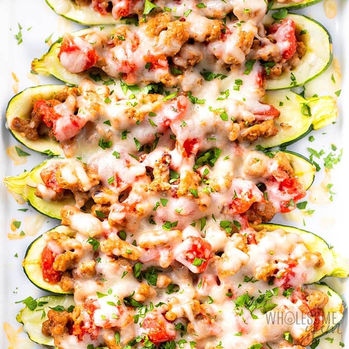 Keto Italian Sausage Stuffed Zucchini Boats Recipe