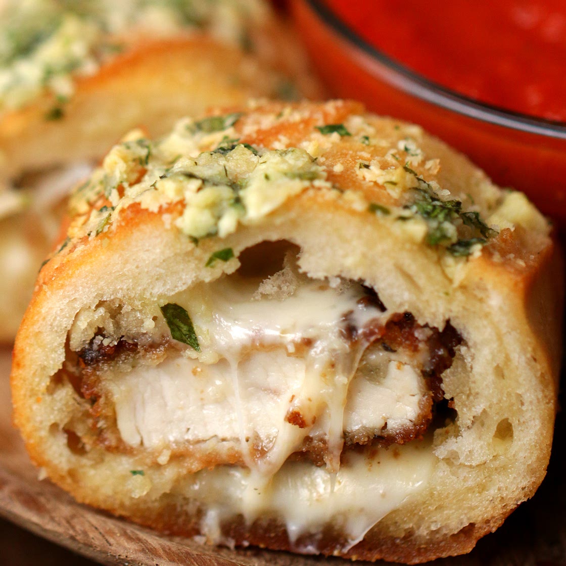 Chicken Parmesan-Stuffed Garlic Bread Recipe by Tasty