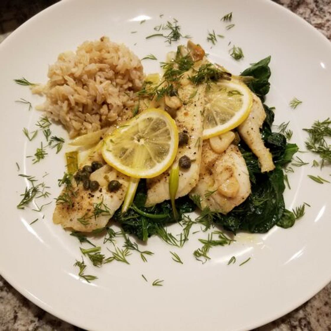 Baked sole fillet